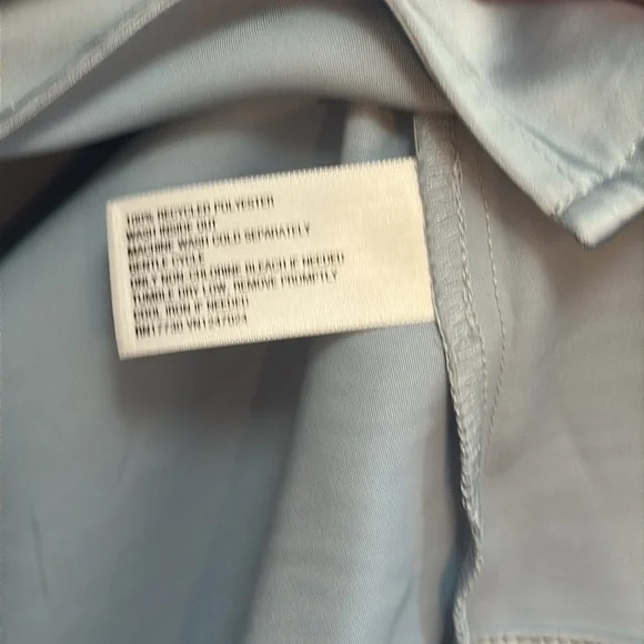 Light Blue Tie-Front Satin Polyester Blouse With Bell Sleeves Sz SM NEW! - Picture 6 of 6